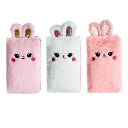 مقلمة فرو بشكل أرنب Bunny fur school pencil case