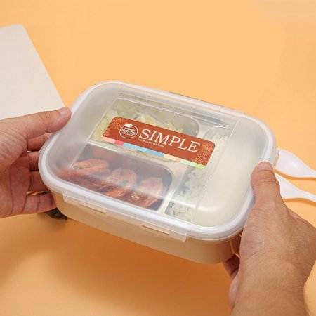 صندوق غذاء ستانلس من الداخل مع غطاء شفاف 640 مل Stainless steel lunch box