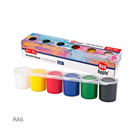 طقم ألوان آكريليك 25 مل / 6 ألوان Acrylic Paint Red Apple RA6